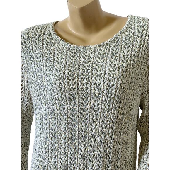 ALFRED DUNNER Womens Size Large Sparkly Mint Green Scoop Neck Pullover Sweater - Picture 5 of 7